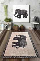 Covor de hol, Elefante Nero Djt, 50% TESTURĂ DE catifea/50% poliester, Multicolor