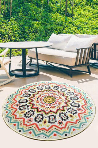 Covor, Mandala Balkon , 50% TESTURĂ DE catifea/50% poliester, Multicolor