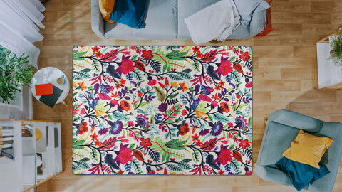 Covor, Pictura, 50% TESTURĂ DE catifea/50% poliester, Multicolor