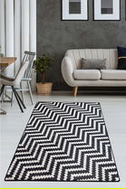 Covor, Zickzack Djt 160 x 230 , 50% TESTURĂ DE catifea/50% poliester, Alb negru