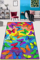Covor de hol, Colorato Farfalle Djt, 80x100 cm, 50% TESTURĂ DE catifea/50% poliester, Multicolor