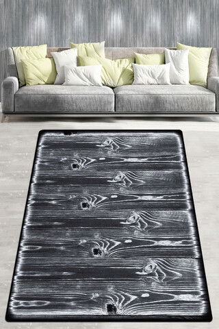 Covor de hol, Laminate Djt , 80x100 cm, 50% TESTURĂ DE catifea/50% poliester, Alb negru