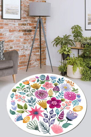 Covor, Drenaj Çap Djt 100X100, 50% TESTURĂ DE catifea/50% poliester, Multicolor