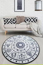 Covor, Horoscope Beyaz 100X100 , 50% TESTURĂ DE catifea/ 50% POLIESTER, Multicolor