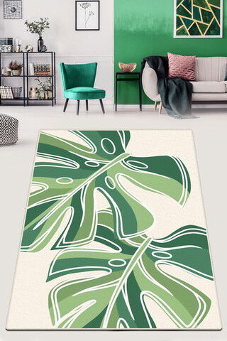 Covor de hol, Bamboo Folium Djt , 80x200 cm, 50% TESTURĂ DE catifea/50% poliester, Multicolor