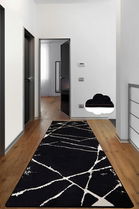 Covor de hol, Broken Black 80X300, 50% TESTURĂ DE catifea/50% poliester, Alb negru