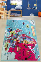 Covor de hol, Carta, 80x100 cm, Catifea, Multicolor