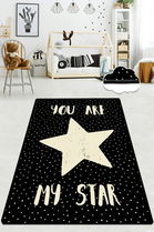 Covor de hol, My Star DJT , 120x150 cm, Catifea, Alb negru