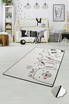 Covor, Be Happy , 140x190 cm, Catifea, Multicolor