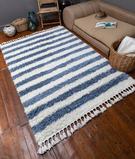 Covor, 3434A , 120x180 cm, Poliester, Alb / Albastru