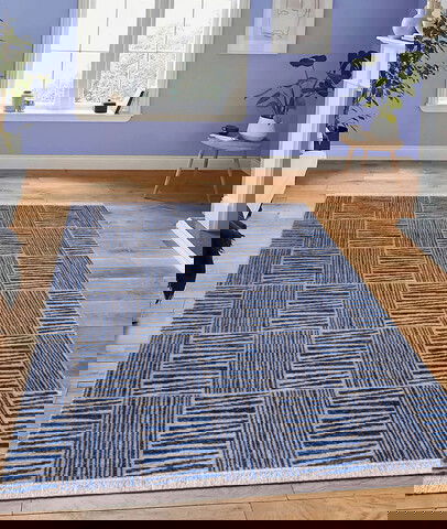 Covor, 23043A , 120x180 cm, 100% PENTRU IUTĂ/CHEN, Albastru marin