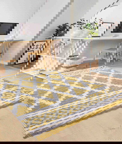 Covor, 22297A , 150x220 cm, Bumbac, Galben