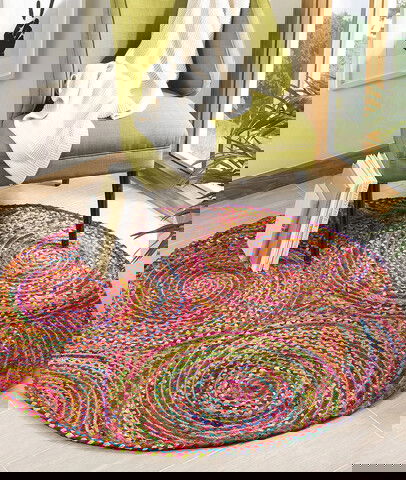 Covor de hol, 00001A , 150x150 cm, Iuta, Multicolor