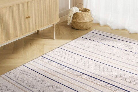 Covor, 45628 Milas, 120x180 cm, Fibre acrilice, Albastru marin