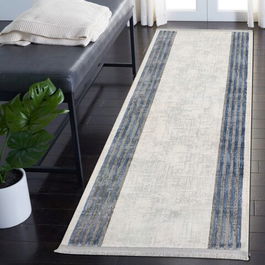 Covor, Basak 0188A, 80x200 cm, Polipropilena, Albastru / Gri / Alb