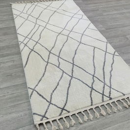 Covor, Meta 1553A, 100x150 cm, Poliester, Alb / Gri