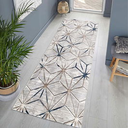 Covor de hol, 1086, 80x350 cm, Poliester, Gri/Albastru