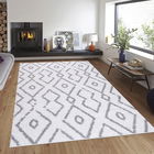 Covor de hol, Puffy 7754 , 80x300 cm, Poliester, Alb / Gri