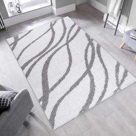 Covor de hol, Puffy 7757, 80x300 cm, Poliester, Alb / Gri