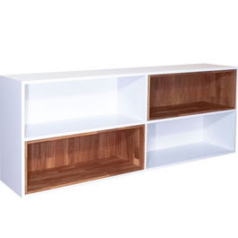 Dulap suspendat Places of Style, lemn, alb/maro, 175 x 38 x 12 cm