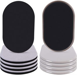 Set de 8 glisoare pentru mobila Ezprotekt, pasla/plastic/spuma, bej/negru, 24,1 x 14,6 cm