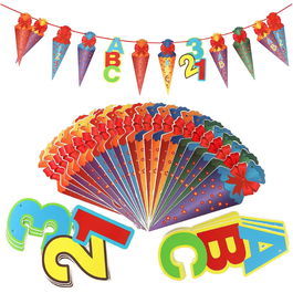 Set decoratiuni pentru inceperea scolii G2PLUS, carton, multicolor, 30 piese