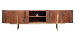 Comoda TV Vilas, Bizzotto, 180 x 40 x 45 cm, otel/lemn de mango