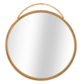 Oglinda decorativa Panama Round, Mauro Ferretti, 80 x 88 cm, ratan, maro