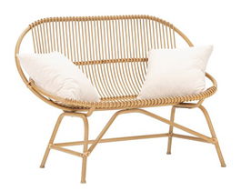 Canapea 2 locuri Panama, Mauro Ferretti, 132 x 66 x 96.5 cm, fier/ratan/poliester, maro