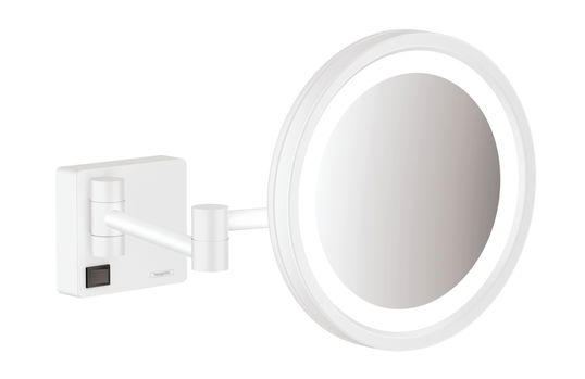 Oglinda cosmetica cu brat Hansgrohe Logis AddStoris x3 16cm iluminat LED alb mat