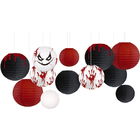 Set de 12 decoratiuni pentru Halloween AOBKIAT, alb/rosu/negru, hartie, 20 /25/ 30 cm