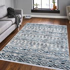 Covor de hol, Bohem 4004, 75x150 cm, Poliester, Alb / Albastru