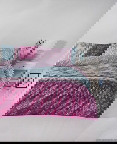 Lenjerie de pat pentru o persoana, Primacasa by Turkiz, Almira 182TRK02202, 2 piese, bumbac ranforce, multicolor