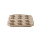 Tava de copt pentru 12 briose BergHOFF, Leo Balance, 38 x 28.5 cm, Ø6.5 cm, otel carbon, invelis antiaderent, bej