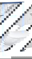 Set complet Grohe Solido 5-in-1 cu vas wc Bau Ceramic capac slim inchidere lenta rezervor incastrat cu cadru si clapeta Arena Cosmopolitan crom