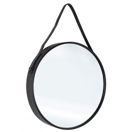 Oglinda decorativa cu rama metalica Rind Negru, Ø61 cm