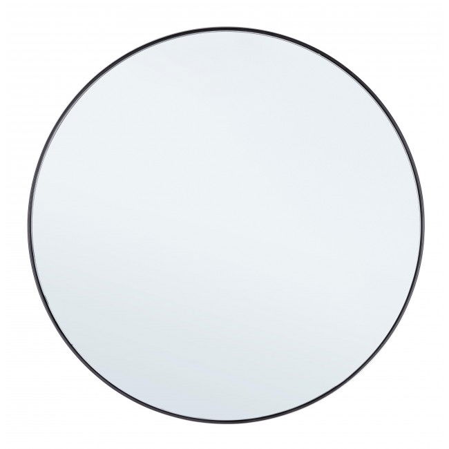Oglinda decorativa cu rama metalica Nucleos Negru, Ø70 cm