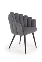 Scaun tapitat cu stofa si picioare metalice, Kai-410 Velvet Gri / Negru, l62xA62xH85 cm