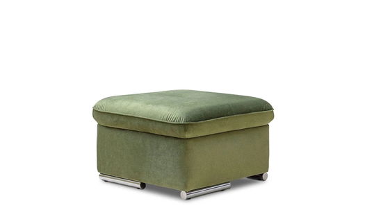 Taburet tapitat cu stofa si picioare metalice, Editis Small Velvet Verde Olive, l67xA67xH42 cm