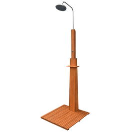 Dus de exterior din lemn si otel, Eucalyptus Outdoor Maro / Crom, L70xl70xH220 cm