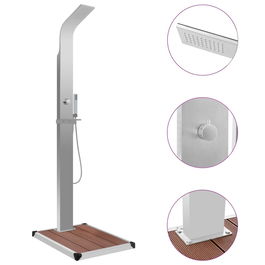 Dus de exterior cu platforma, din otel inoxidabil si WPC, Tempo Outdoor Maro, L15xl44xH210 cm