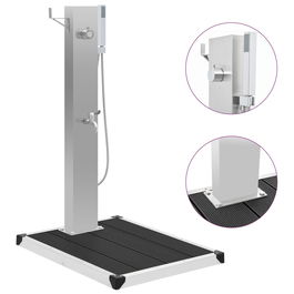 Dus de exterior cu platforma, din otel inoxidabil si WPC, Clasic Outdoor Small Gri, L80xl62xH110 cm