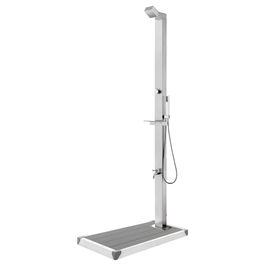 Dus de exterior cu platforma, din otel inoxidabil si WPC, Sima Outdoor Small Gri / Aluminiu, L80xl62xH225 cm