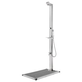 Dus de exterior cu platforma, din otel inoxidabil si WPC, Sima Outdoor Large Gri / Aluminiu, L110xl62xH225 cm