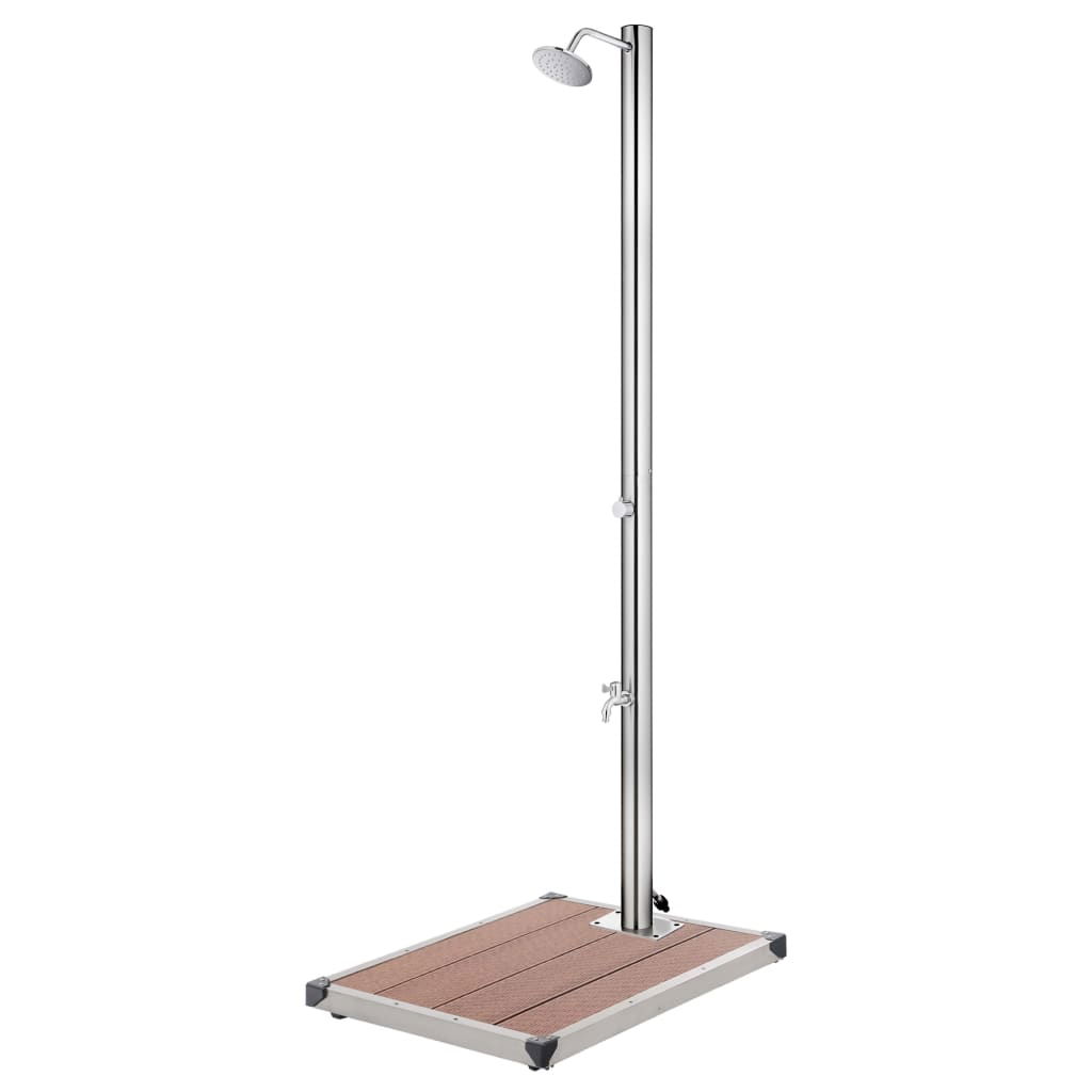 Dus de exterior cu platforma, din otel inoxidabil si WPC, Calenda Outdoor Small Maro / Crom, L80xl62xH220 cm
