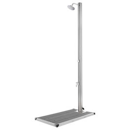 Dus de exterior cu platforma, din otel inoxidabil si WPC, Calenda Outdoor Large Gri / Crom, L110xl62xH220 cm