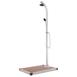 Dus de exterior cu platforma, din aluminiu si WPC, Corsica Small Maro, L80xl62xH220 cm