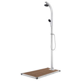 Dus de exterior cu platforma, din aluminiu si WPC, Corsica Large Maro, L110xl62xH220 cm