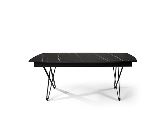 Masa extensibila din pal, MDF si metal, Bagimo Negru, L180-260xl90xH78 cm