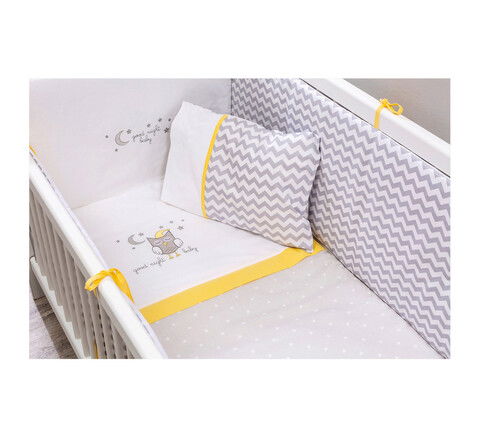 Set de dormit pentru bebelusi cu protectie laterala, Happy Nights Bedding Set (60 x 120), Çilek, Bumbac